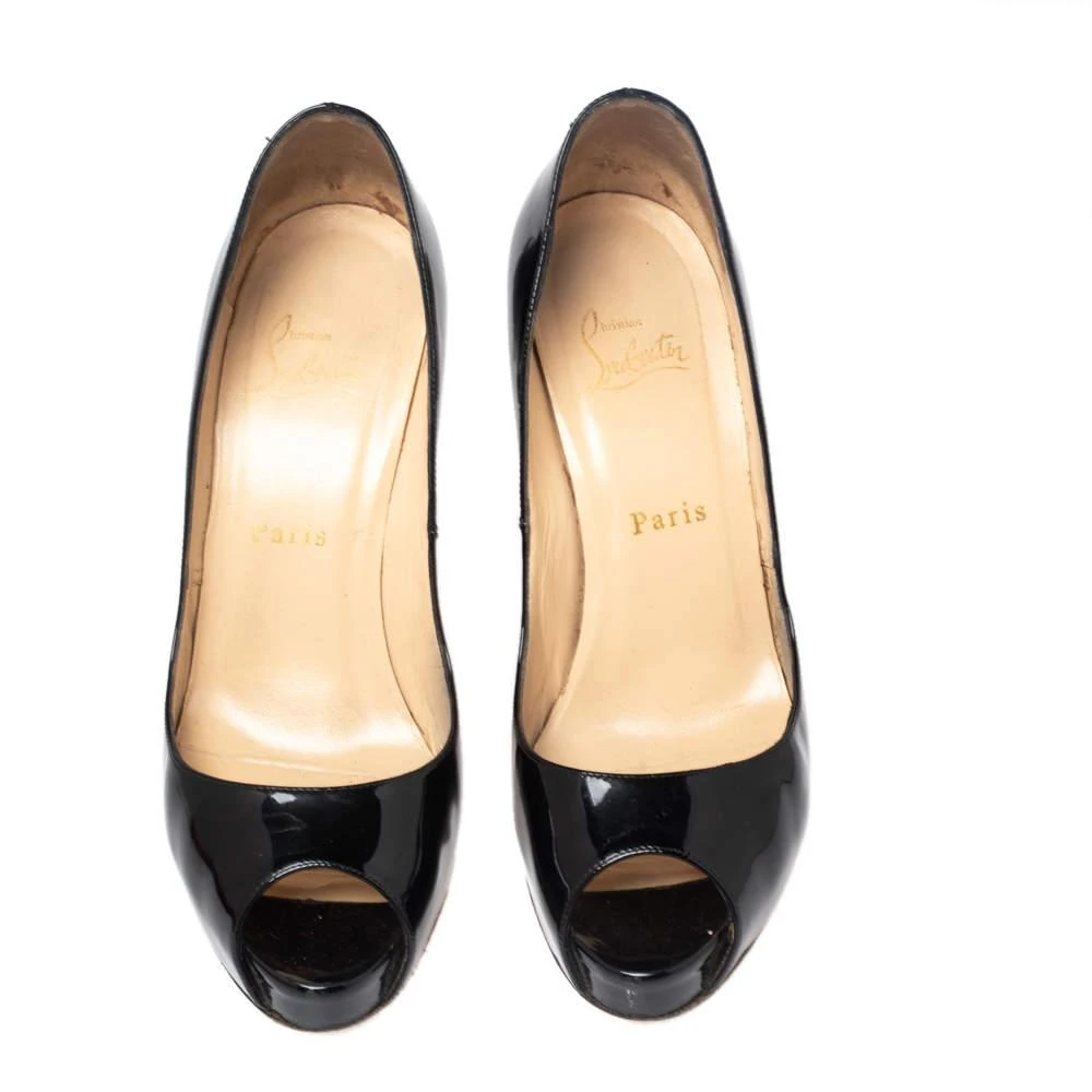 Christian Louboutin Christian Louboutin Black Patent Leather Very Prive Peep Toe Platform Pumps Size 38 3
