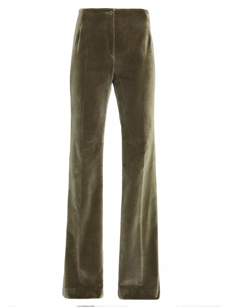 Santorelli Velvet High-Waist Flared Pants