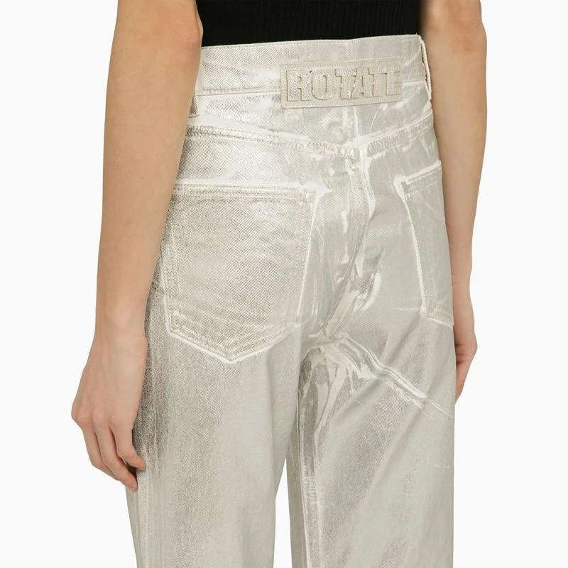 ROTATE Birger Christensen Silver pants in organic denim 5