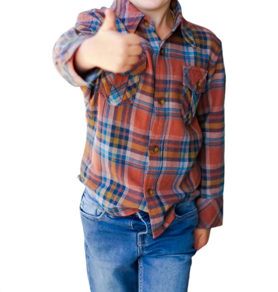 Appaman Plaid Flannel Shirt In Clay/jewel