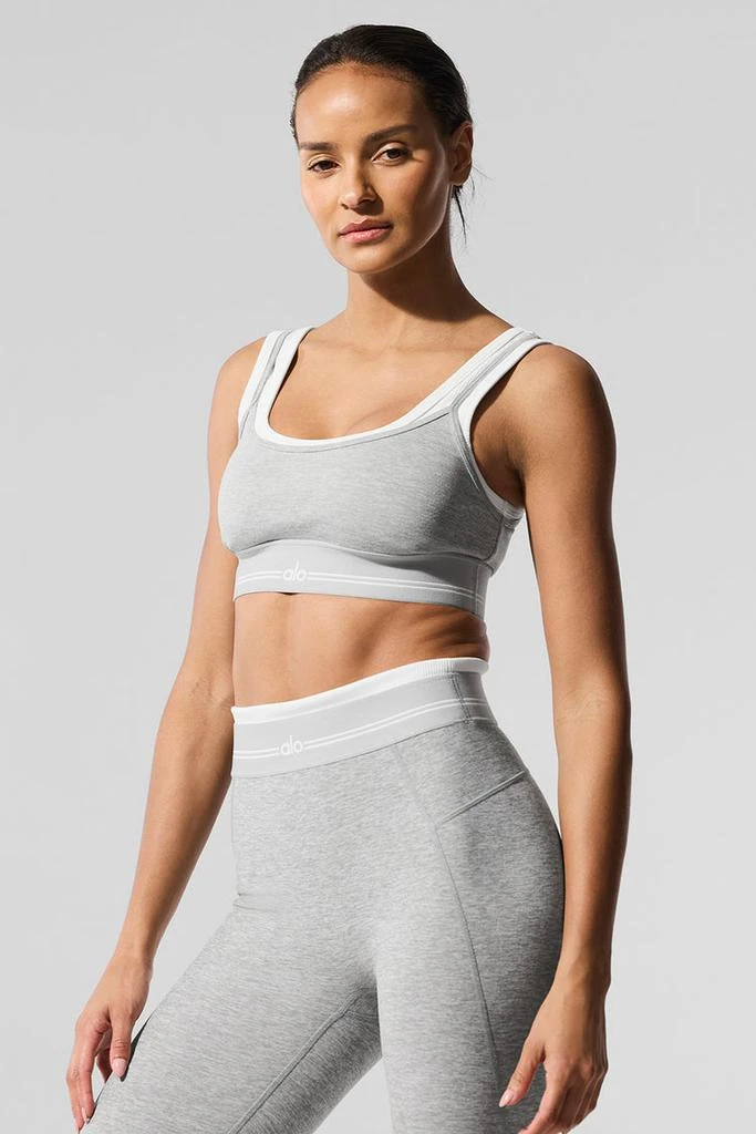 Alo Alosoft Better Together Bra - Athletic Heather Grey/White 1