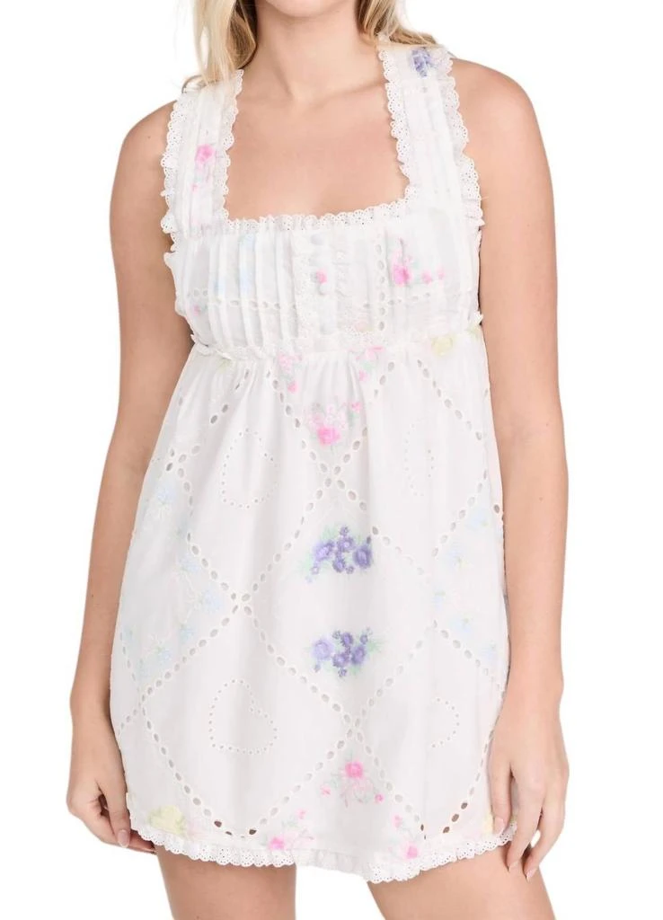For Love & Lemons Andrea Embroidered Mini Dress In White 1