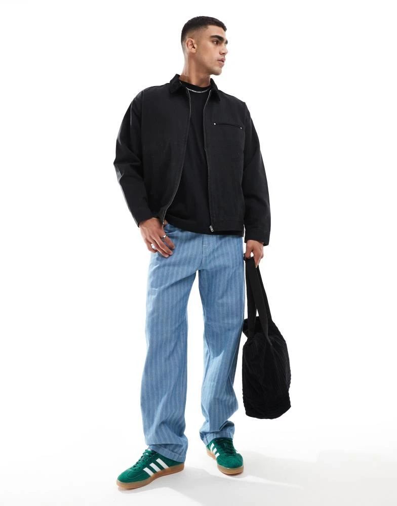 ASOS ASOS DESIGN oversized harrington jacket in washed black 3