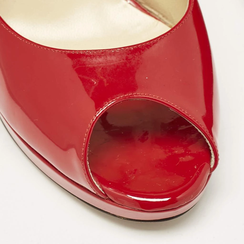 Jimmy Choo Jimmy Choo Red Patent Leather Quiet Peep Toe Pumps Size 38 7