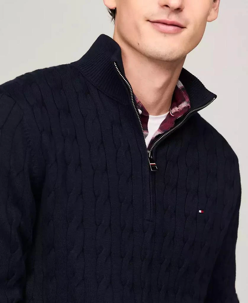 Tommy Hilfiger Men's Long-Sleeve Cable Knit Quarter-Zip Sweater 3