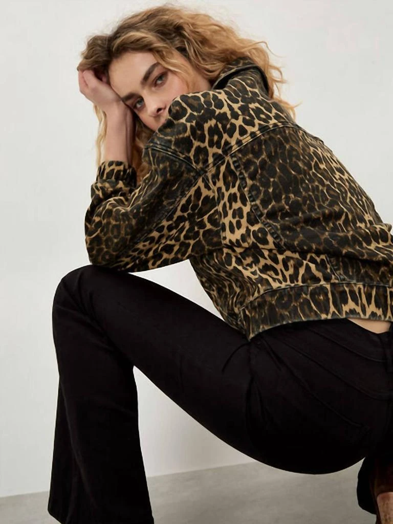 APRICOT Apricot - Leopard Trucker Denim Crop Jacket 3