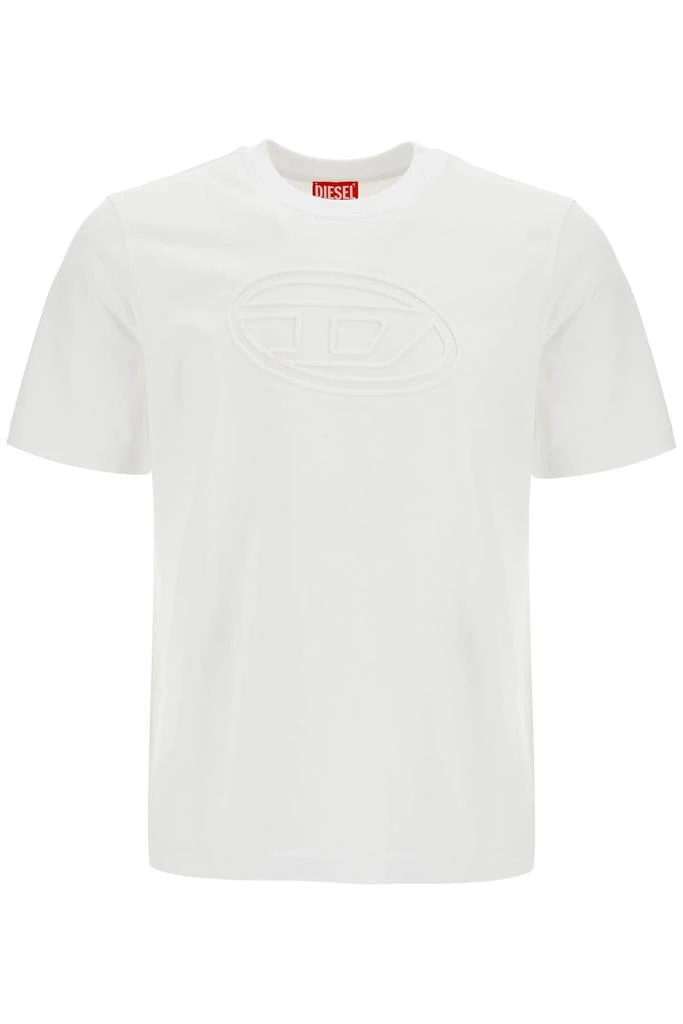 Diesel white cotton t-shirt with embossed logo t-adjust-bigoval 1
