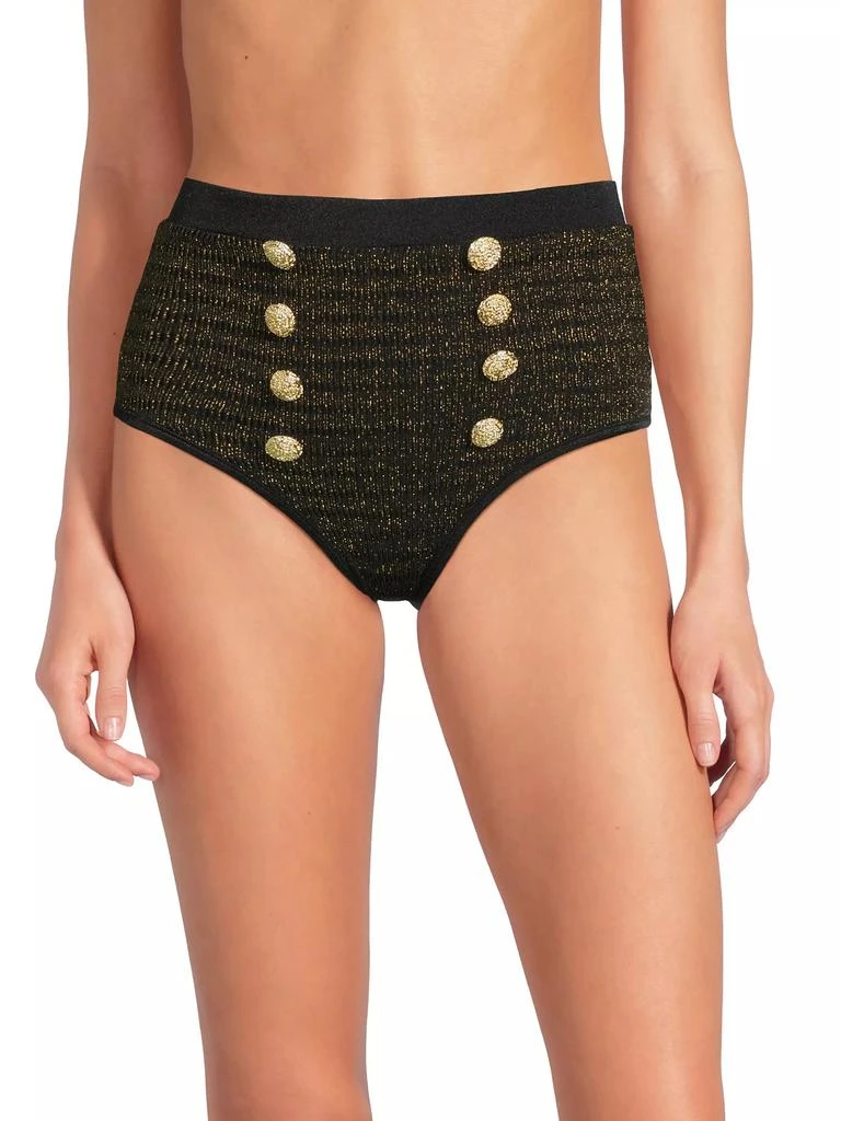 PatBO Metallic High-Waisted Bikini Bottom 3