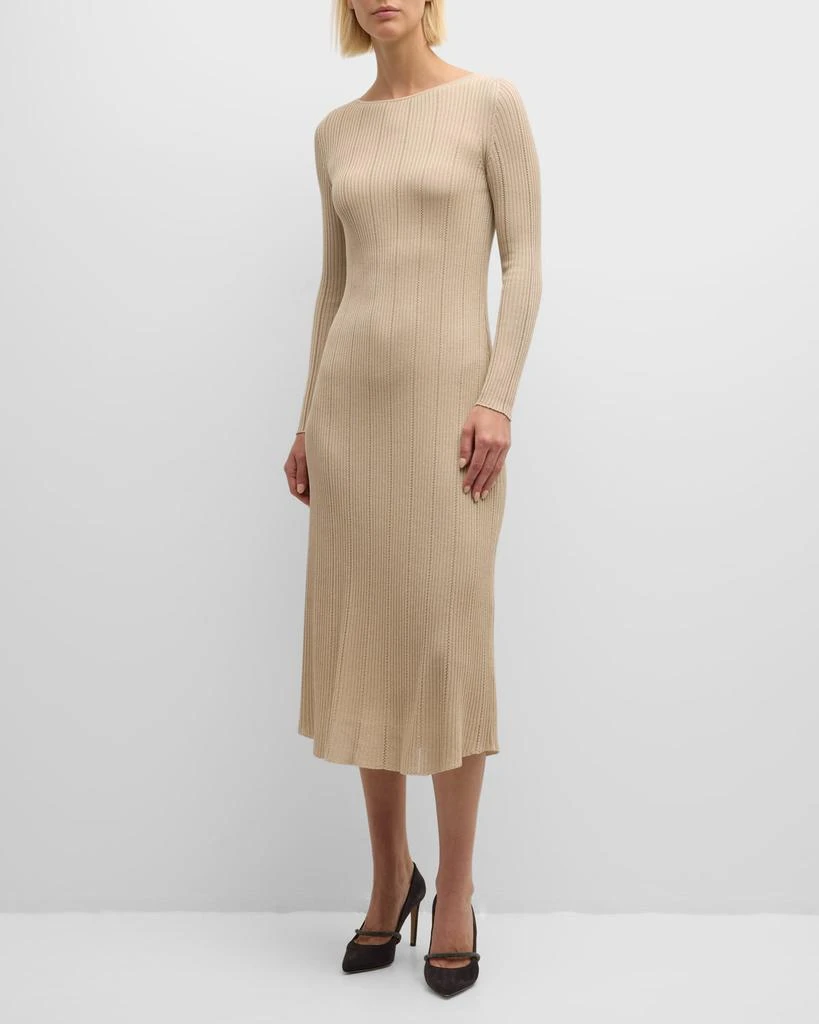 ELEVENTY Pointelle Ribbed-Knit Midi Dress 3