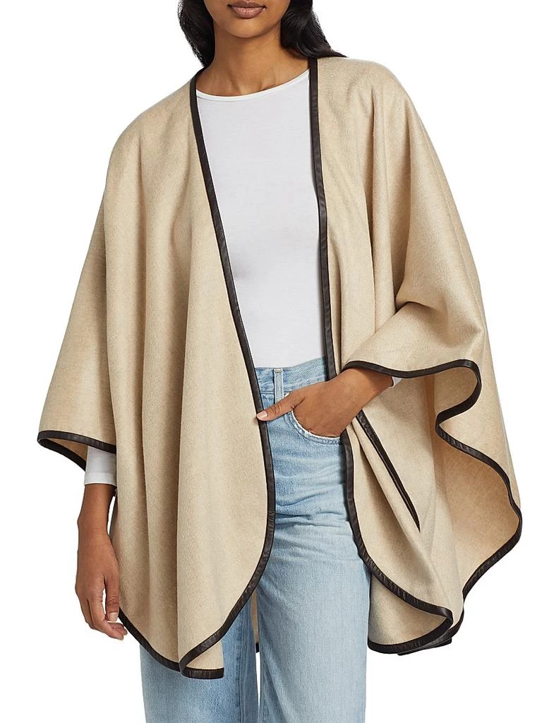 Sofia Cashmere Leather-Trim Reversible Cashmere Cape 3