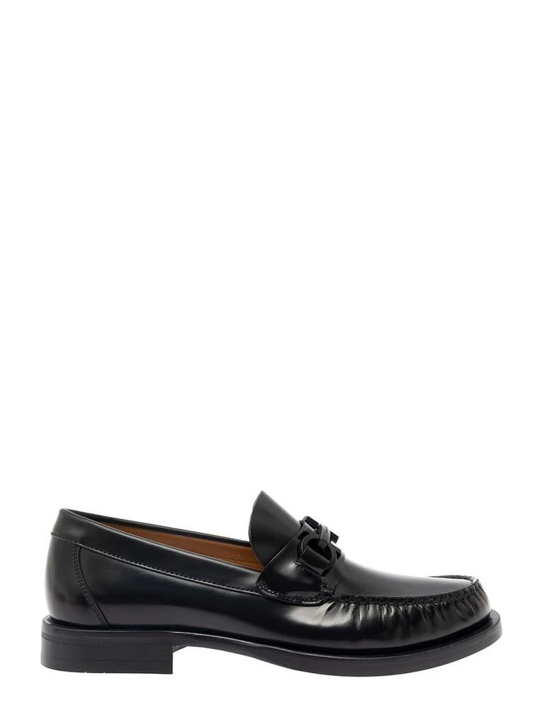 Salvatore Ferragamo 'Fort' Black Slip-On Loafers With Gancini Detail In Brushed Leather Man 1