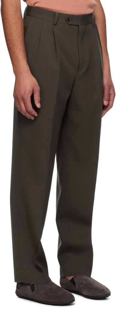 AURALEE Brown Light Wool Max Gabardine Two-Tuck Trousers