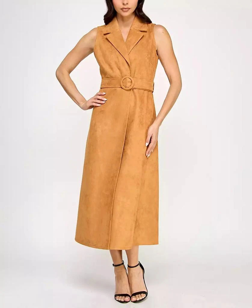 Planet Gold Planet Gold Juniors' Faux-Suede Sleeveless Jacket Dress 4