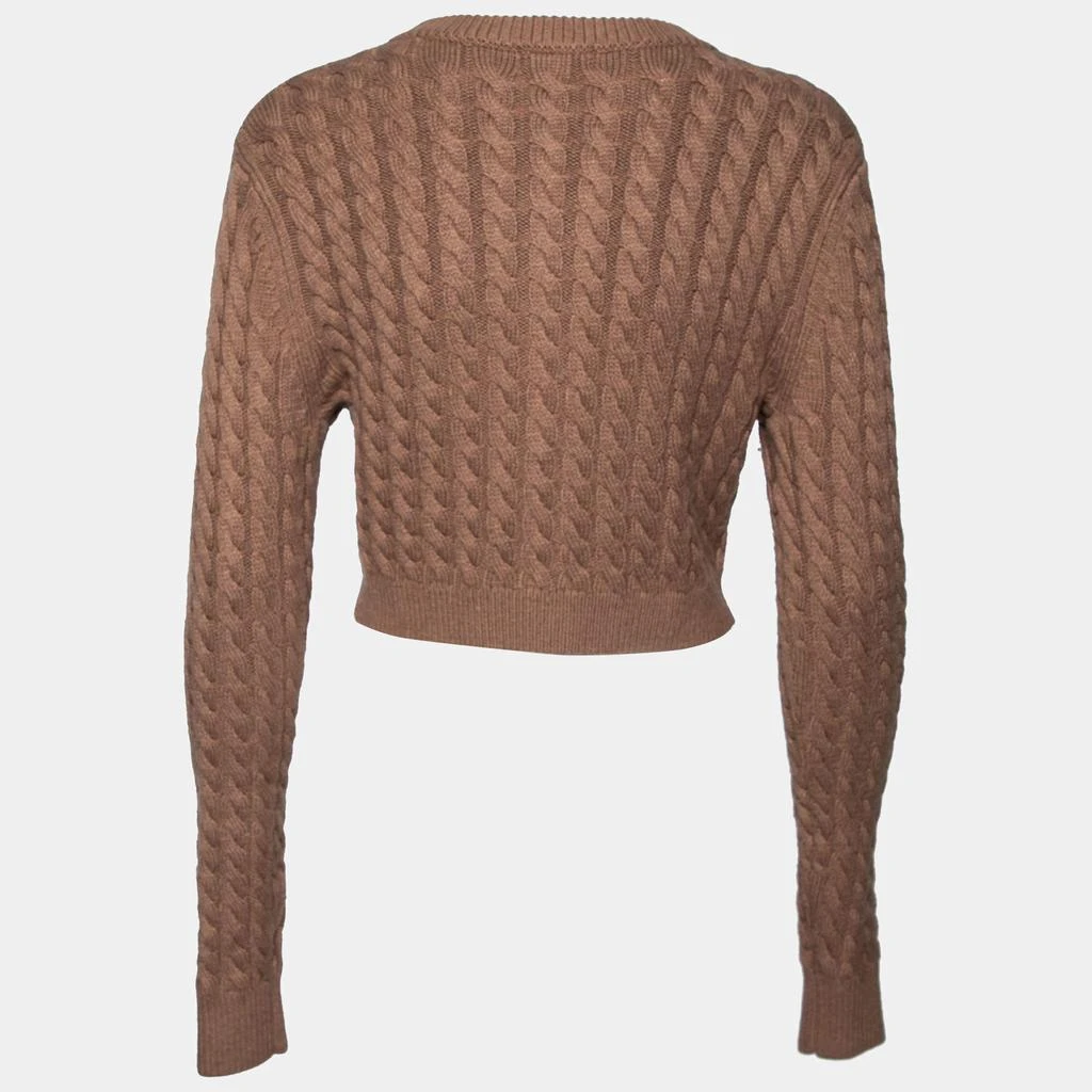 Ronny Kobo Ronny Kobo Brown Cable Knit Wool Cropped Cardigan M 2
