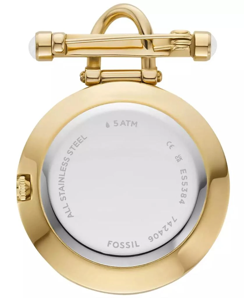 Fossil Women's Scarlette Three-Hand Gold-Tone Stainless Steel Watch Brooch, 35mm 2