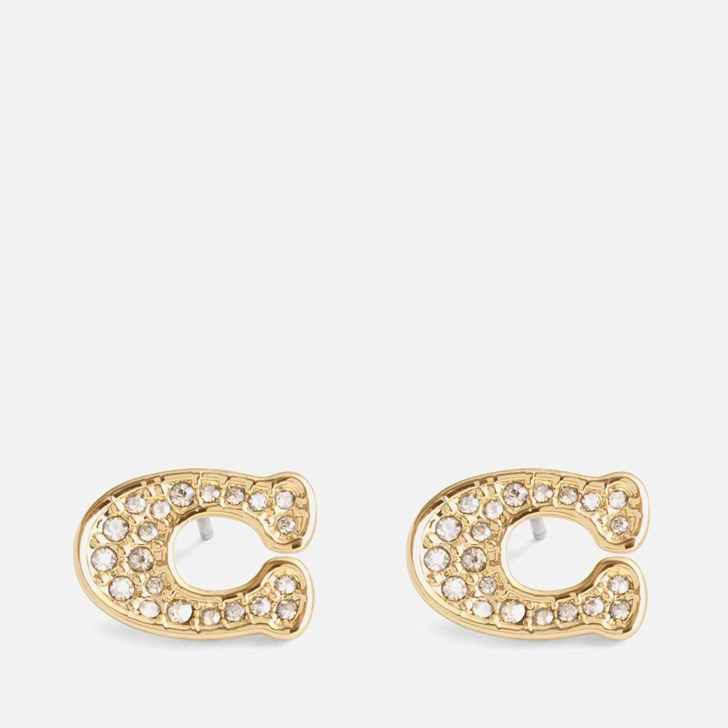 Coach Coach Signature Pavé C Gold-Tone Stud Earrings 1