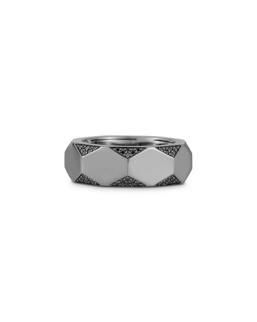 Walters Faith Men's 18K Black Gold Black Diamond Quentin Faceted Hexagon Band Ring 3