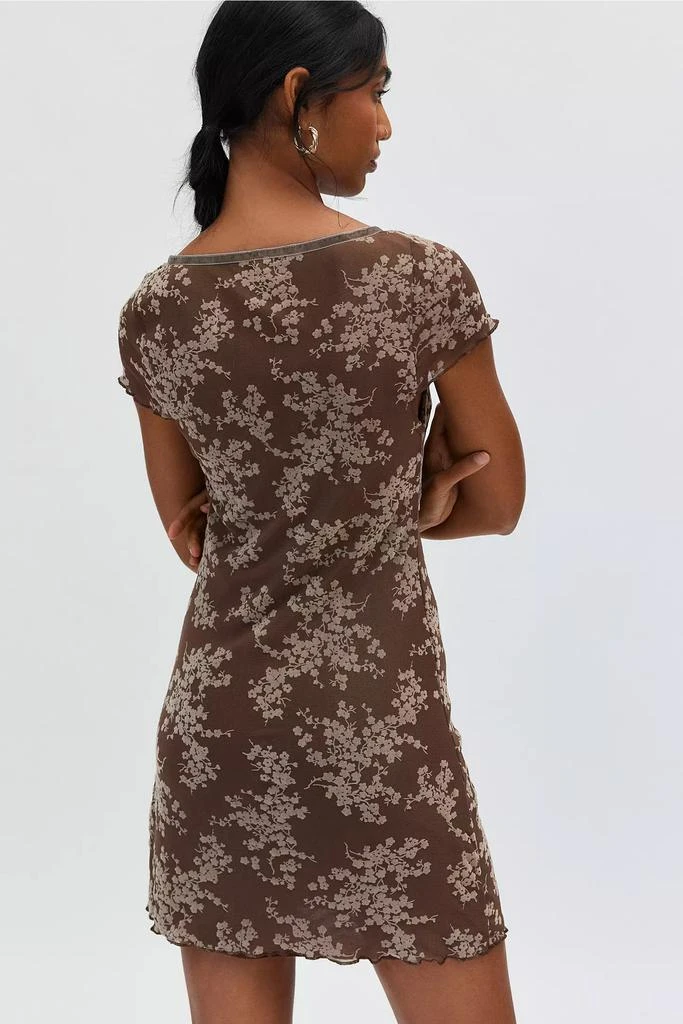 Motel Motel Evilia Floral Print Mesh Velvet Trim Mini Dress 3