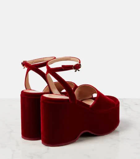 Gianvito Rossi Velvet wedge sandals 2