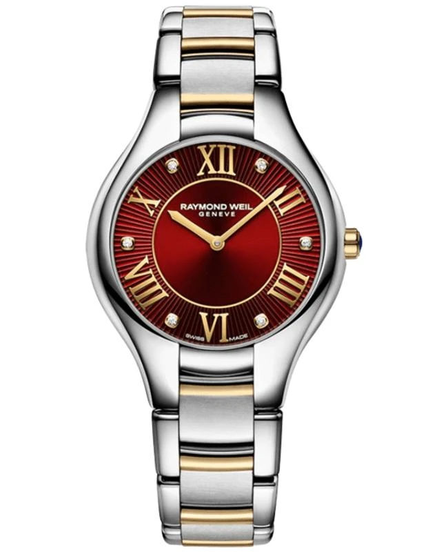 Raymond Weil Raymond Weil Noemia Red Diamond Dial Steel Women's Watch 5132-STP-00456 1