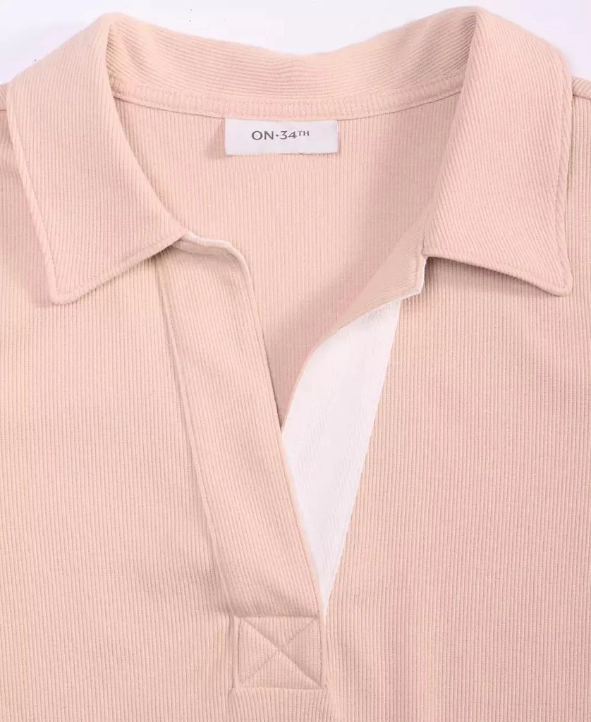 On 34th Women's Elbow-Sleeve Ribbed Polo Top, Exclusively at Macy's 3