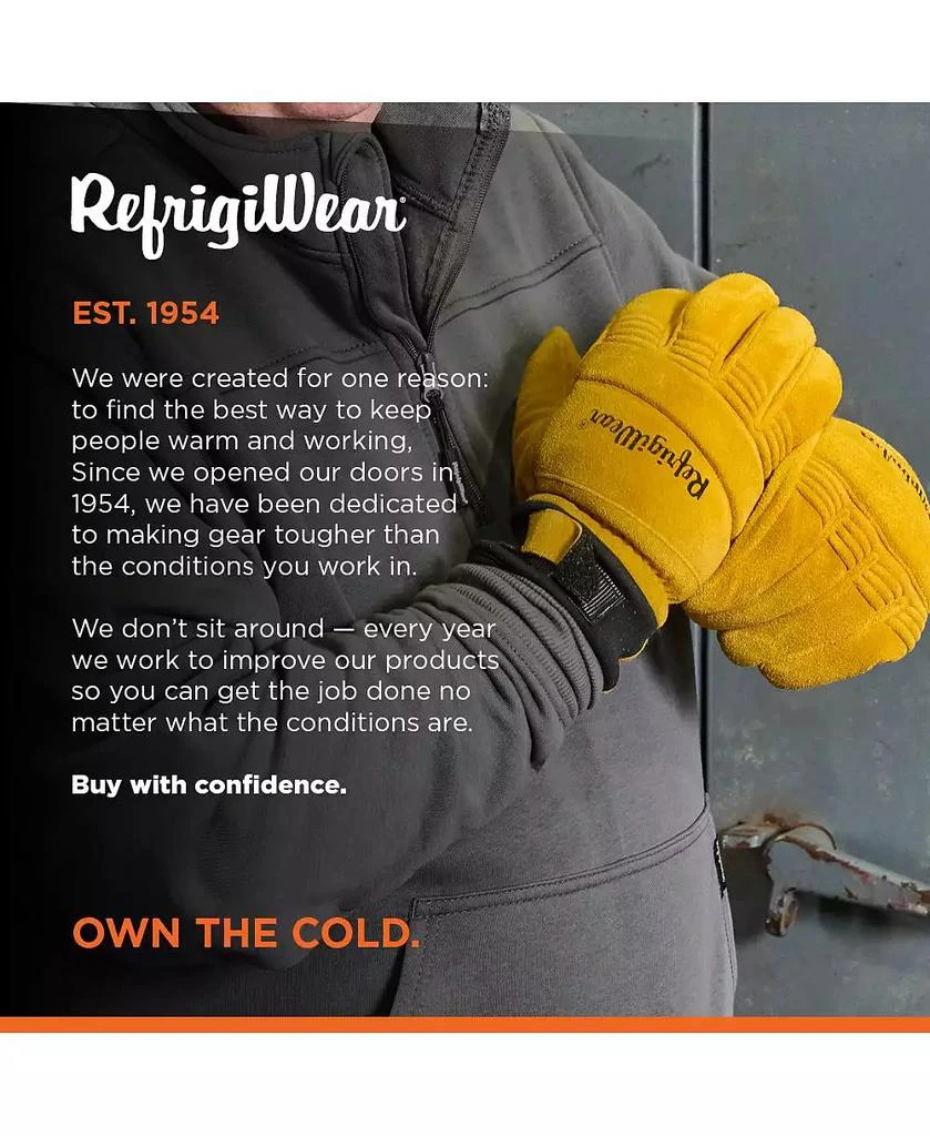 RefrigiWear Men's Stretch Knuckle Insulated Leather Gloves - Extreme Cold Protection, Flexible & Durable Work Gloves 6