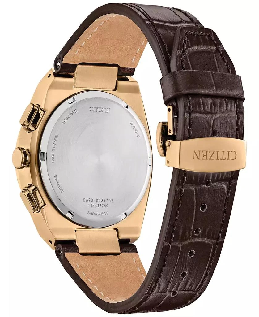 Citizen Eco-Drive Men's Chronograph Modern Brown Leather Strap Watch 43mm 3