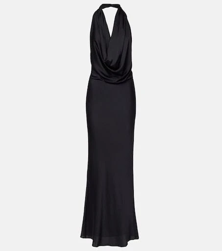 Norma Kamali Draped Halterneck Gown - Brown
