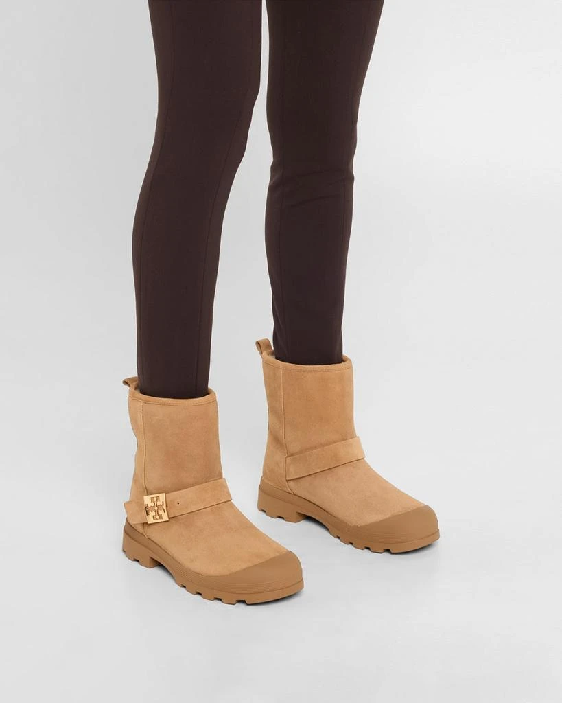 Tory Burch Mellow Suede Shearling Buckle Cozy Booties 2