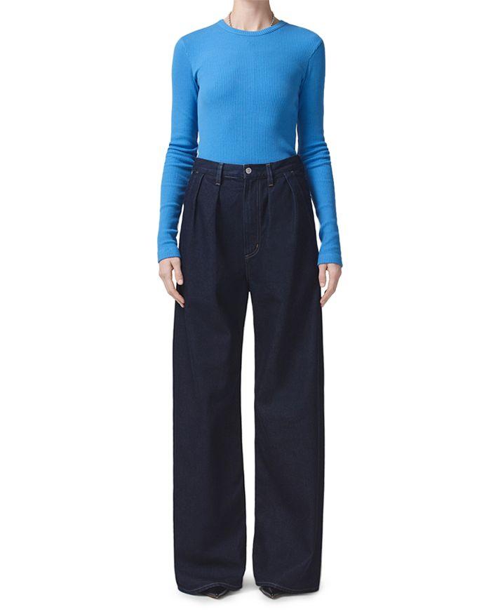 Citizens of Humanity Maritzy Pleated Wide Leg Jeans in Hudson