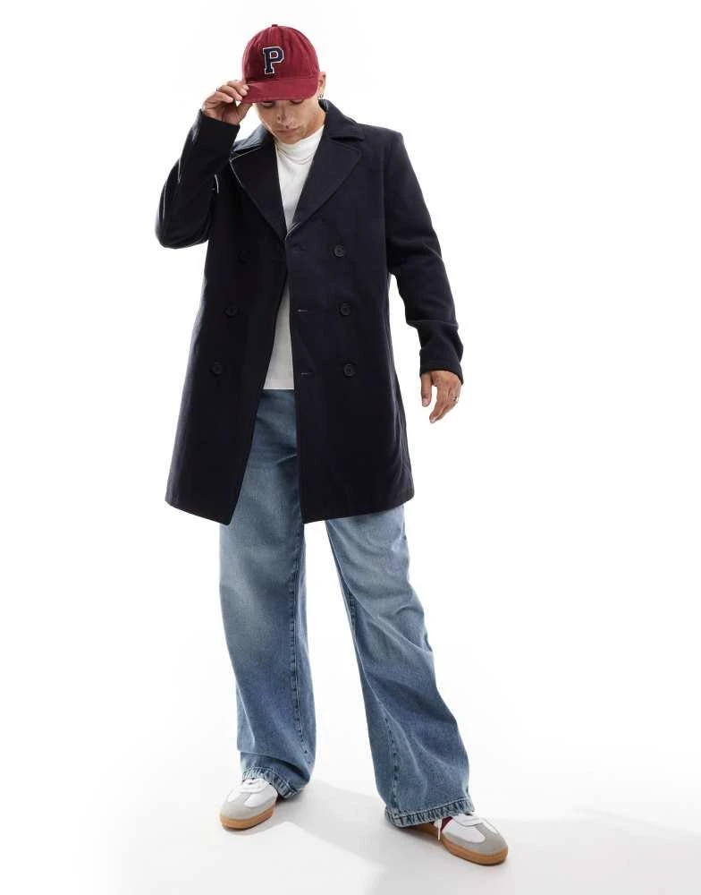 Brave Soul Brave Soul double breasted peacoat in navy 4
