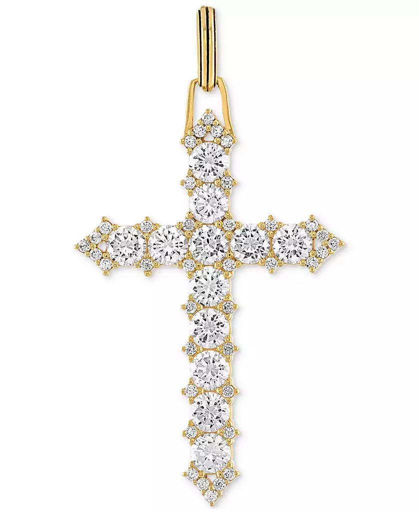 Esquire Men's Jewelry Cubic Zirconia Cross Pendant in 14k Gold-Plated Sterling Silver, Created for Macy's
