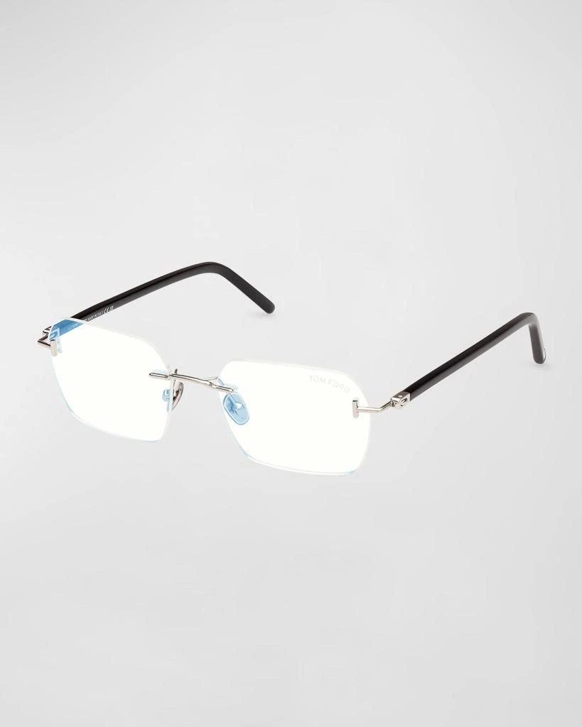Tom Ford Men's Rimless Rectangle Blue Light-Blocking Glasses 1