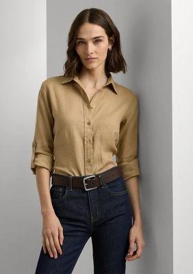 Lauren Ralph Lauren Ralph Lauren Petite Linen Roll Tab Sleeve Shirt 1