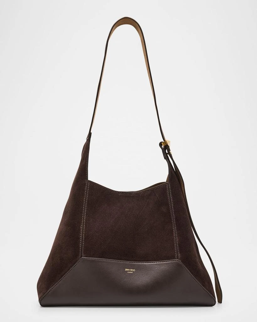 Jimmy Choo Medium Diamond Brown Suede & Leather Hobo Bag 1