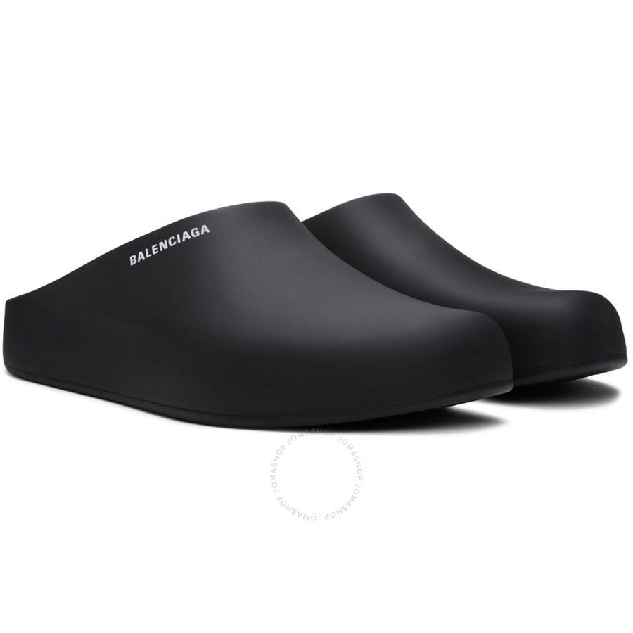 25SS new/BALENCIAGA ゴム製ロゴプールスライド Slides Black Logo rubber platform slides in black - Balenciaga | Mytheresa