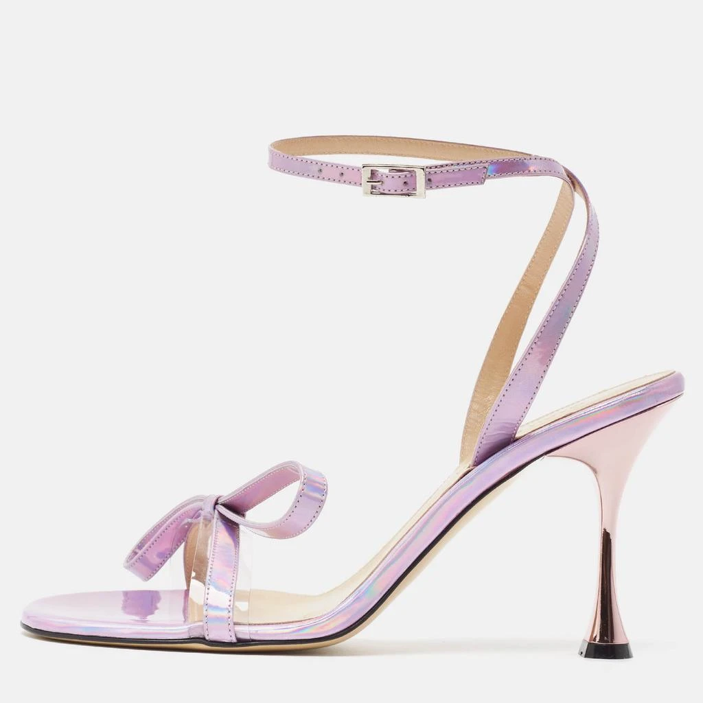 Mach & Mach Mach & Mach Purple Iridescent Leather French Bow Sandals Size 40 1