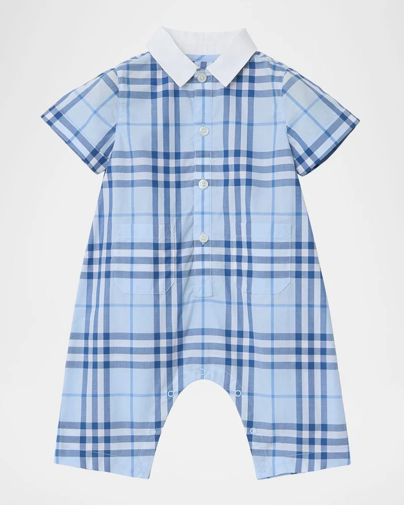 Burberry Boy
s Check Cotton Playsuit, Size 1M-18M