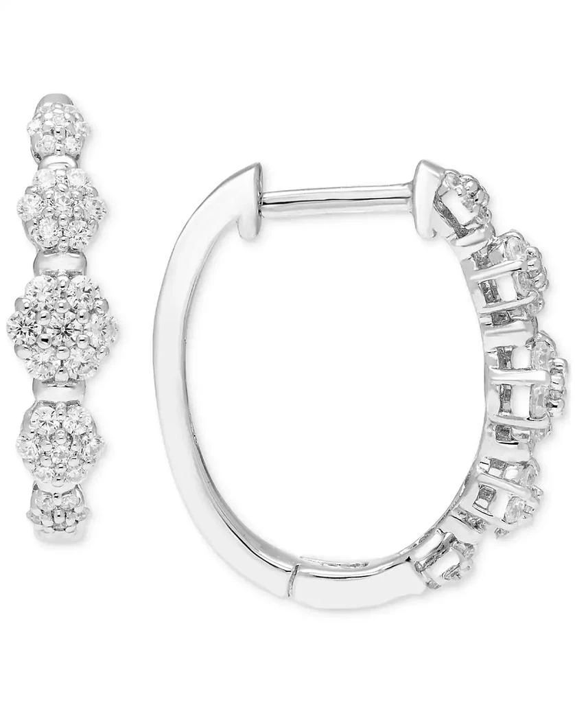 Macy's Diamond Hoop Earrings (1/2 ct. t.w.) in Sterling Silver 1