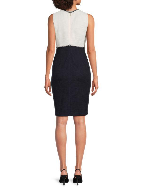Karl Lagerfeld Paris ​Contrast Knit Tweed Sheath Dress