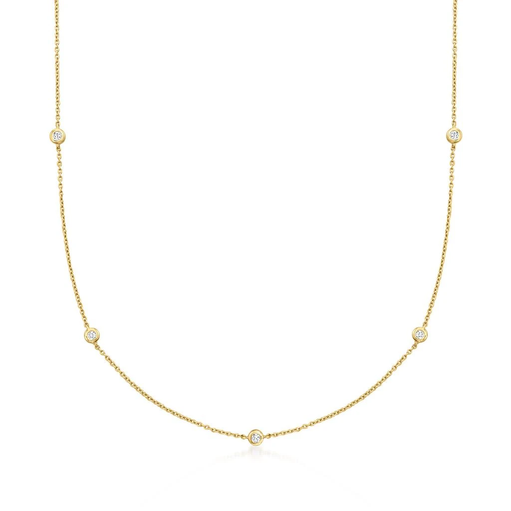 Ross-Simons Ross-Simons Bezel-Set Diamond Station Necklace in 14kt Yellow Gold 1