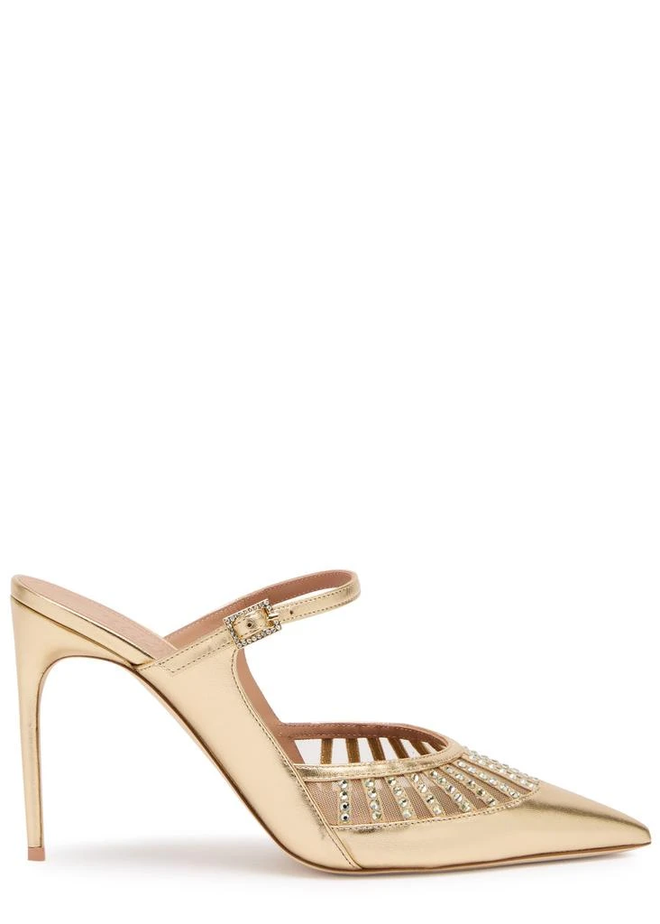 Malone Souliers Bardot 90 metallic leather mules 1