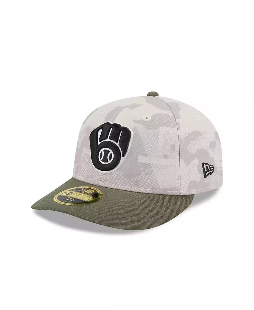 New Era Men's Light Beige/Olive Milwaukee Brewers 2025 Armed Forces Day Low Profile 59FIFTY Fitted Hat 1