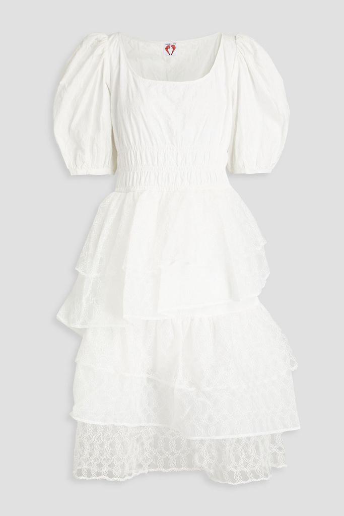 shrimps Eldoris tiered embroidered cotton-organza and lace midi dress