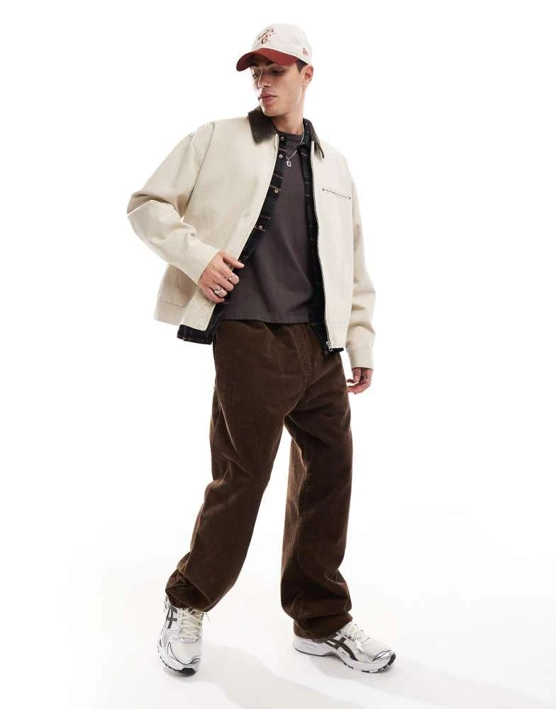 ASOS ASOS DESIGN oversized washed harrington jacket in stone 4