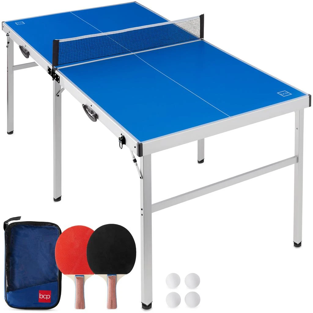 Best Choice Products 6x3ft Portable Ping Pong Table Game Set, Folding Indoor Outdoor Table Tennis w/ 2 Paddles, Balls 1