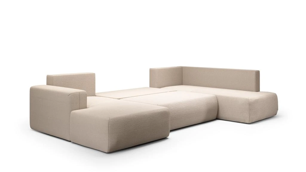 预计3周后发货 Nazar Home Canapé D'Angle Convertible 6 Places - Angle Droit - Nala - Tissu Beige 4