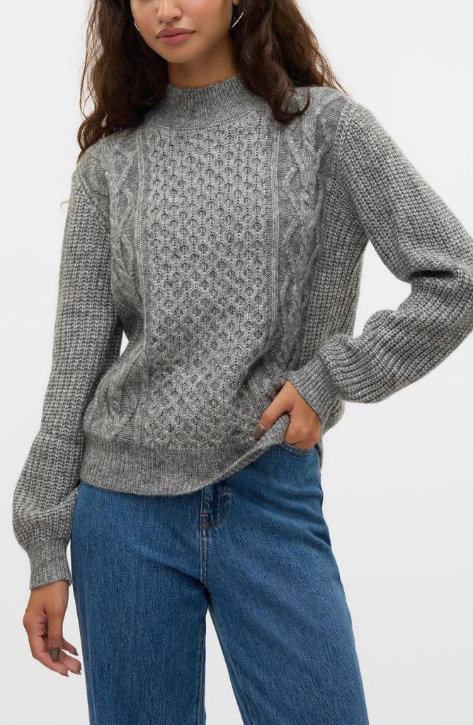 VERO MODA Universe Mock Neck Cable Sweater