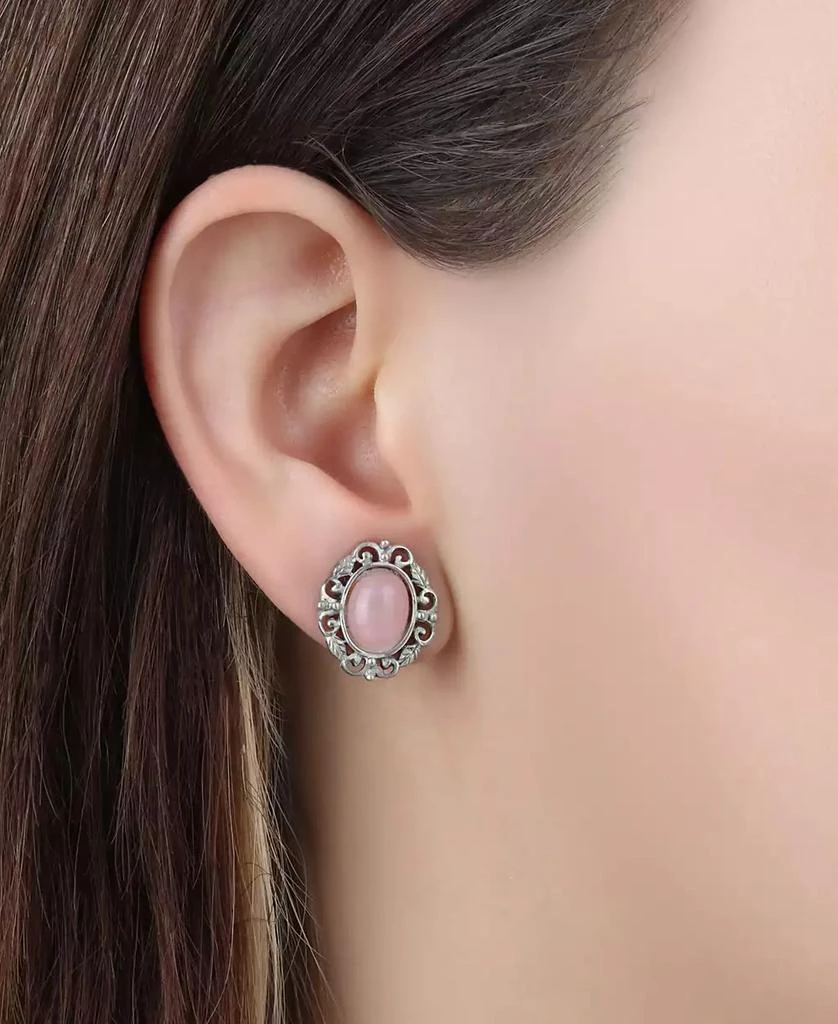 2028 Glass Filigree Post Back Stud Earrings 3
