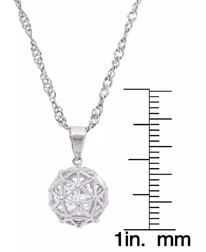 Macy
s Cubic Zirconia Millennial Ball Pendant Necklace 16" in Silver Plate 2